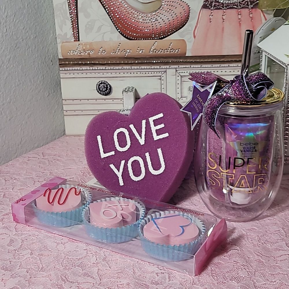 BEBE Super Star 3 Pc Cozy  and  Make  Up Sponge and Bath Sponge Set  1867